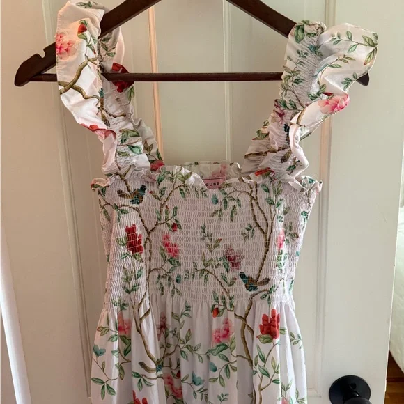 Hill House White Floral Sundress with Pink and Green Accents - Picture 3 of 4